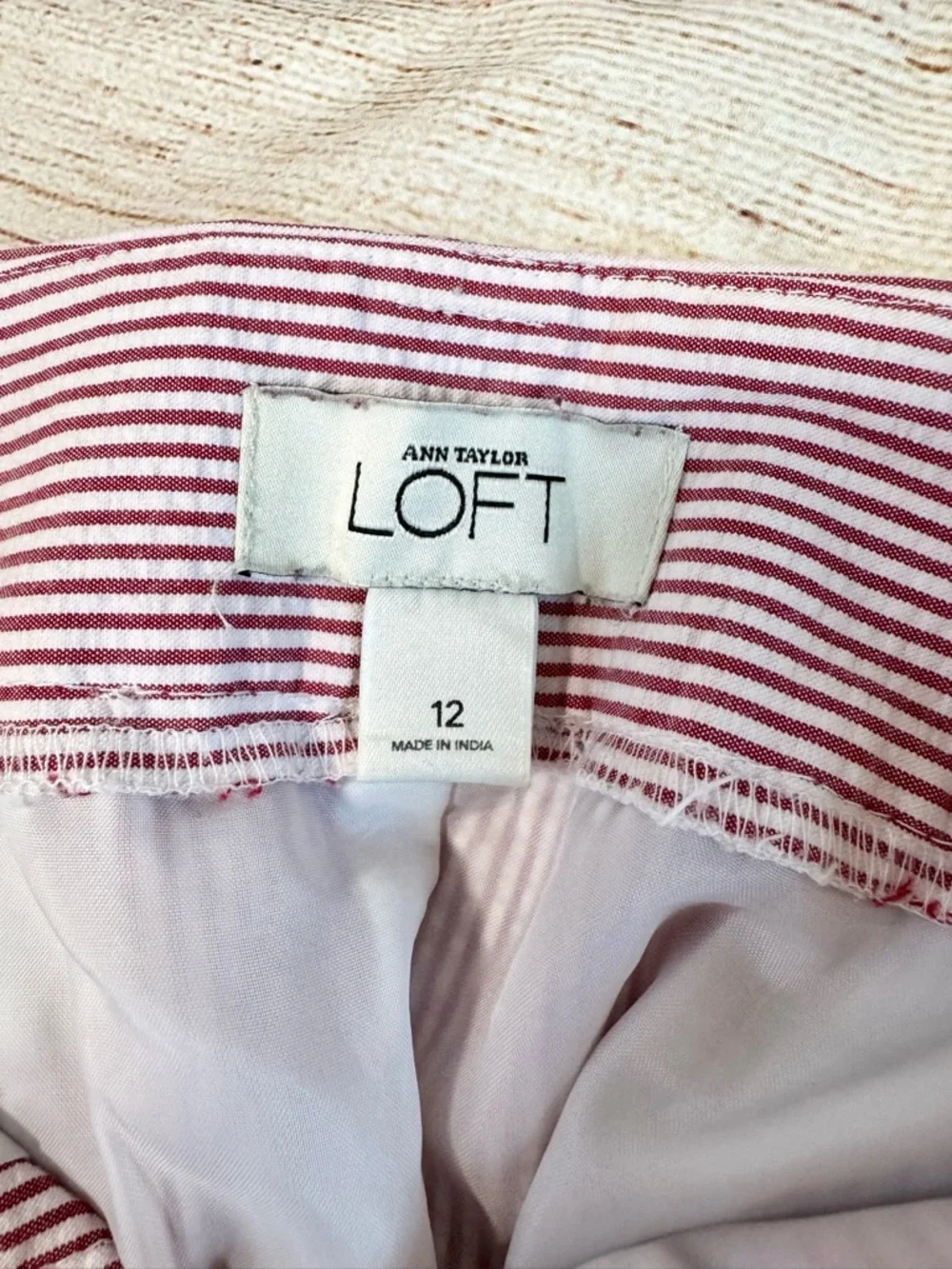 Ann Taylor LOFT Red White Striped Skirt Size 12 Mini Preppy Summer - Picture 4 of 4